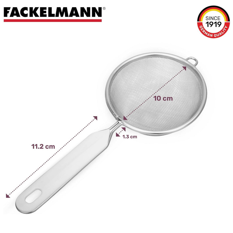 Σουρωτήρι Fackelmann 42332, 10 cm, Ανοξείδωτο, Γάντζος κρεμαστός, Γκρι