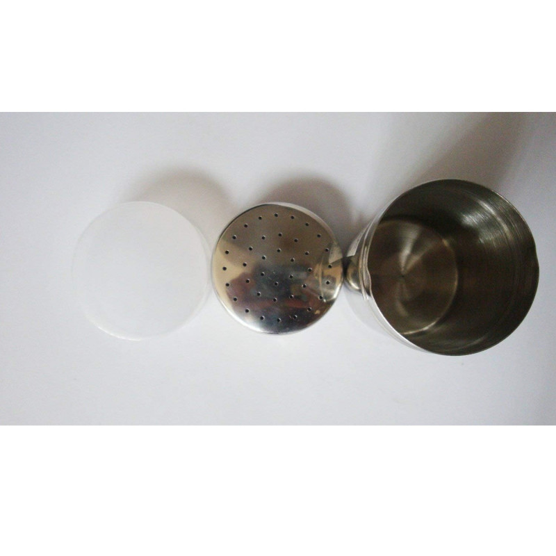 Δοχείο πούδρας με καπάκι Fackelmann 42967, 8x6 cm, Ανοξείδωτο, Γκρι