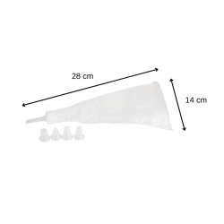 Κορνέ σύριγγα Fackelmann 44730, 28 cm, 5 εξαρτήματα, Επαναχρησιμοποιήσιμη, Λευκό