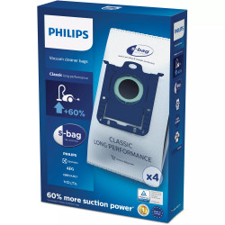 Σακούλες για ηλεκτρικές σκούπες Philips s-bag FC8021/03, 4 τμχ, Συνθετικό υλικό τεσσάρων στρώσεων, Μπλε
