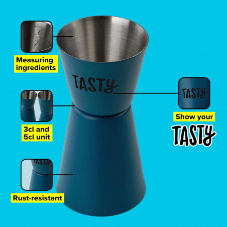 Διπλή μεζούρα για κοκτέιλ Tasty 678415, 9x4,5 cm, 50 ml, Ανοξείδωτο, Μπλε