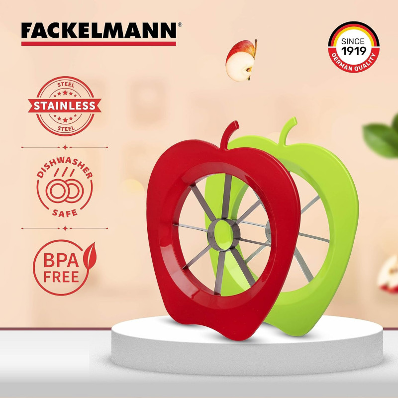 Κόπτης μήλων Fackelmann 42015, 2 τμχ, Ανοξείδωτο, Πλαστικό, Πράσινο/κόκκινο