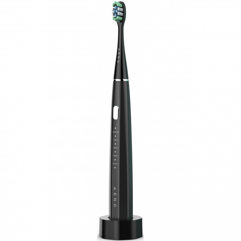 Ηλεκτρική ηχητική οδοντόβουρτσα AENO DB2S ADB0002S, SMART, 46000 RPM, IPX7, 3 μύτες, 12 προγράμματα, Έως και 90 ημέρες με μία φόρτιση, Μαύρο