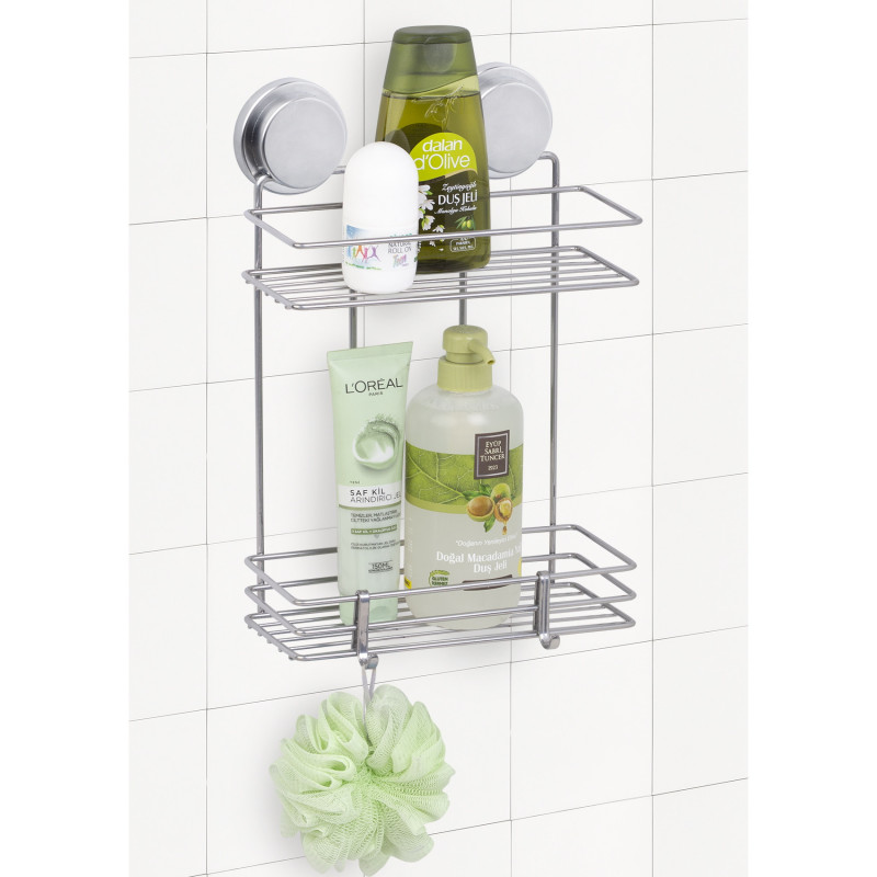 Ράφι μπάνιου Metalife MGKB-719, 2 Επίπεδα, 11x24 cm, Χρώμιο