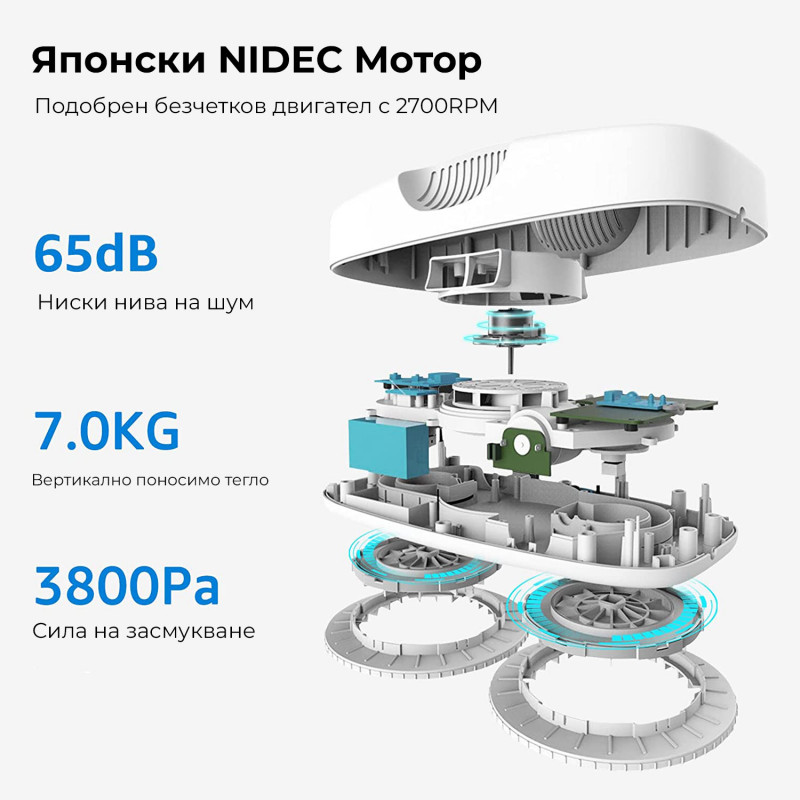 Ρομπότ καθαρισμού παραθύρων HUTT DDC5, 120W, 3800Pa, αισθητήρες AI, ενσωματωμένο UPS, έξυπνος αλγόριθμος, μαύρο