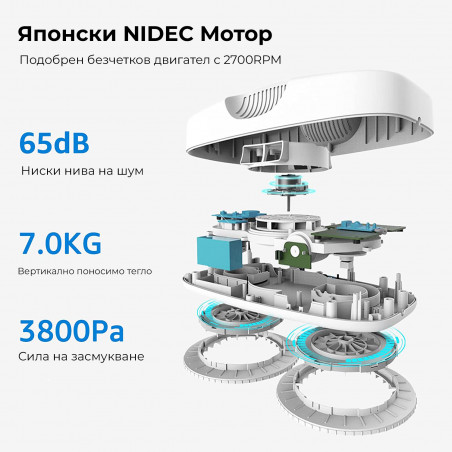 Ρομπότ καθαρισμού παραθύρων HUTT DDC5, 120W, 3800Pa, αισθητήρες AI, ενσωματωμένο UPS, έξυπνος αλγόριθμος, μαύρο