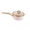 Κατσαρόλα με γυάλινο καπάκι Goldmann GM 4521-16B, 16x8 cm, 1.5l, Σμάλτο, Επαγωγή, Λευκό/Αρχαίο Χρυσό