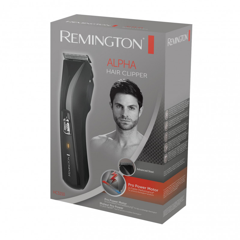 Clipper Remington Alpha HC5150, Ασύρματο, 2 χτένες από 1 έως 42 mm, Μαύρο