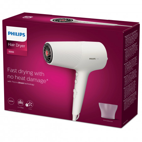 Σεσουάρ μαλλιών Philips BHD501 / 00, 2100W, 2 ταχύτητες, 3 ρυθμίσεις θερμοκρασίας,, ThermoShield, Λευκό