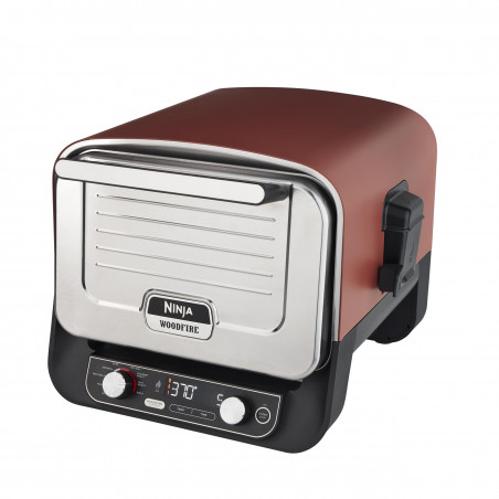 Ηλεκτρικός φούρνος Ninja Woodfire OO101EU, 2400W, 8 προγράμματα, Χρονοδιακόπτης, Οθόνη LED, Αυτόματη απενεργοποίηση, Κόκκινο/Μαύρο