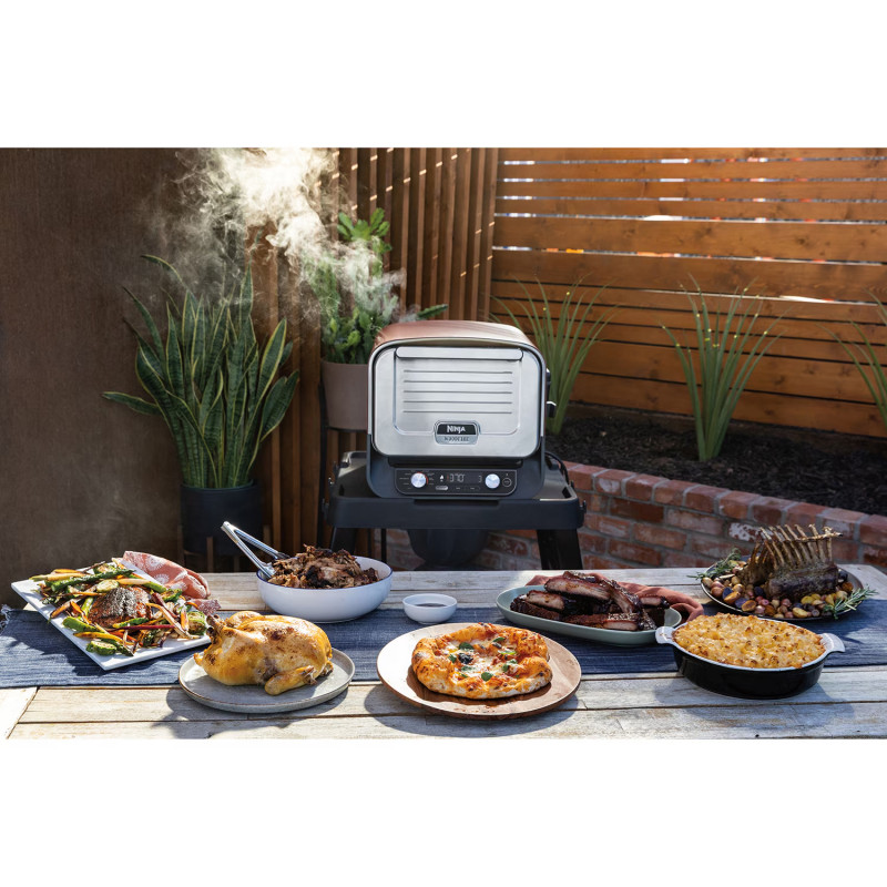 Ηλεκτρικός φούρνος Ninja Woodfire OO101EU, 2400W, 8 προγράμματα, Χρονοδιακόπτης, Οθόνη LED, Αυτόματη απενεργοποίηση, Κόκκινο/Μαύρο