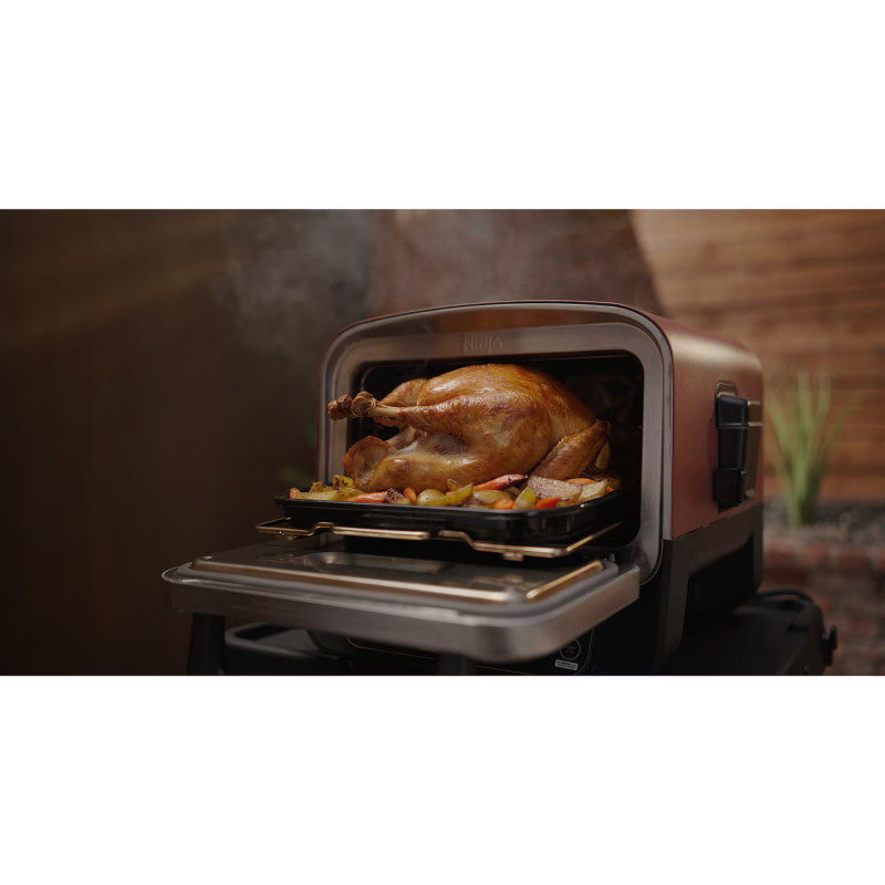 Ηλεκτρικός φούρνος Ninja Woodfire OO101EU, 2400W, 8 προγράμματα, Χρονοδιακόπτης, Οθόνη LED, Αυτόματη απενεργοποίηση, Κόκκινο/Μαύρο
