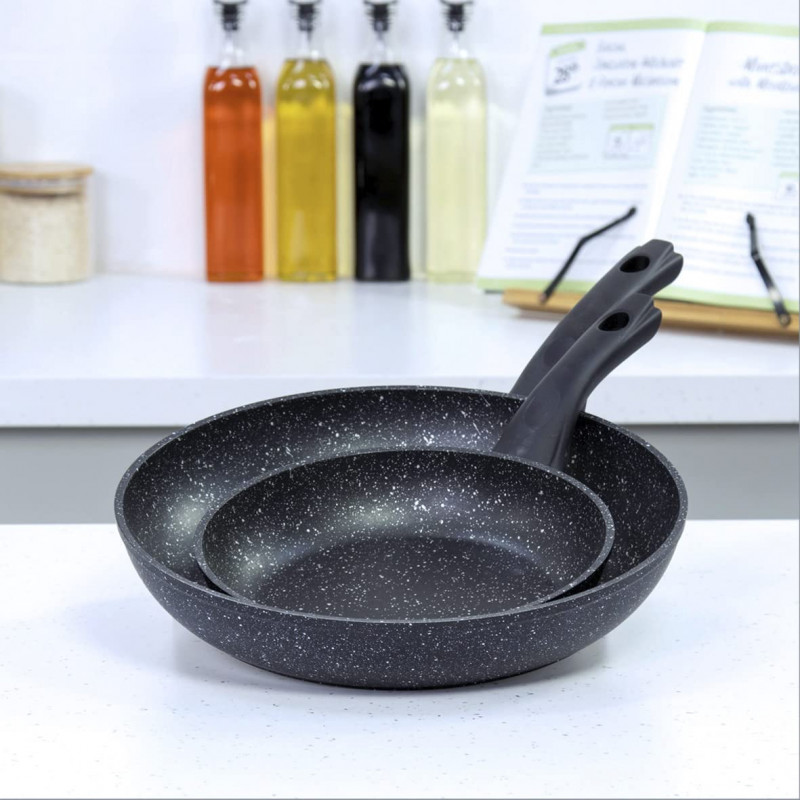 Σετ ταψιά  Blackmoor 67189 , 2 τμχ, 20/28 cm, Επαγωγή, επίστρωση μάρμαρου, Μαύρο