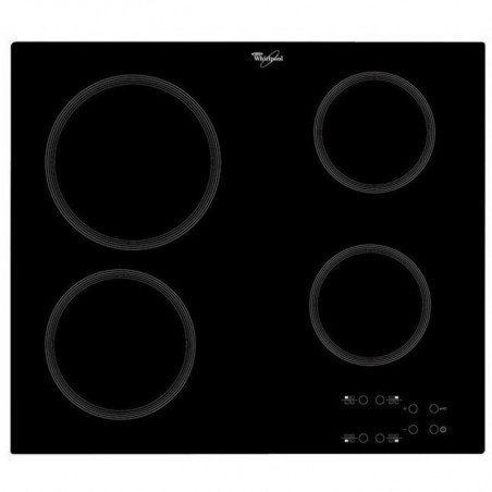 Κεραμική εντοιχισμένη εστία Whirlpool AKT 8090/NE, 6200W, 4 ζώνες, 9 επίπεδα, Ενδείξεις υπολειπόμενης θερμότητας, Χρονοδιακόπτης, Μαύρο