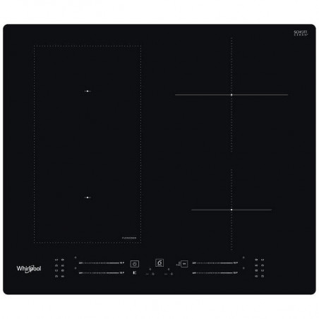 Κεραμική εντοιχισμένη εστία Whirlpool WL S7960 NE, 7200W, 4 ζώνες, 18 επίπεδα, FlexiCook, Χρονόμετρο, Επαγωγή, Μαύρο