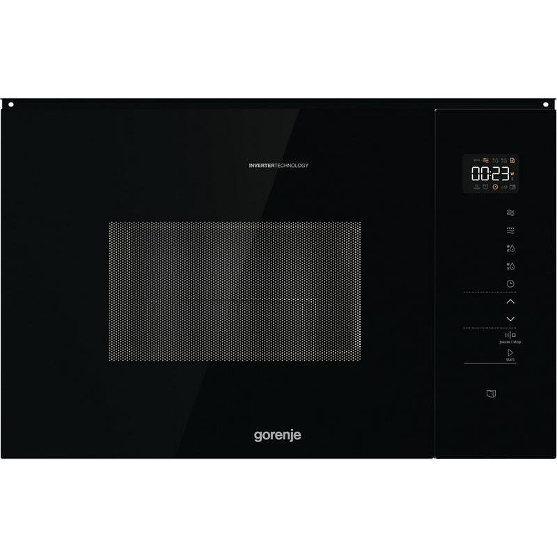 Εντοιχισμένος φούρνος μικροκυμάτων Gorenje BMI251SG3BG, 25 λίτρα, 1200 W, 5 επίπεδα, 15 προγράμματα, Γκριλ, Απόψυξη, AquaClean, Μαύρος