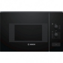 Εντοιχιζόμενος φούρνος μικροκυμάτων Bosch BFL520MB0, 20 λίτρα, 800 W, 5 επίπεδα, Βοηθός καθαρισμού, Αυτόματη απενεργοποίηση, Μαύρος