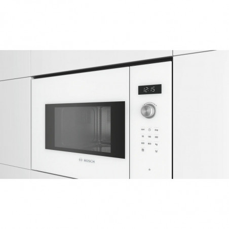 Εντοιχιζόμενος φούρνος μικροκυμάτων Bosch BFL524MW0, 20 λίτρα, 800 W, 7 προγράμματα, Αποθήκευση, Απόψυξη, Λευκό