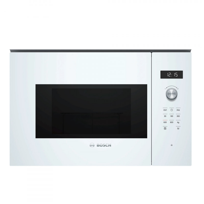 Εντοιχιζόμενος φούρνος μικροκυμάτων Bosch BFL524MW0, 20 λίτρα, 800 W, 7 προγράμματα, Αποθήκευση, Απόψυξη, Λευκό