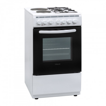 Ηλεκτρική/αερίου κουζίνα Finlux FXC 522M, 50 l, Class A, 4 εστίες, φωτισμός, χρονοδιακόπτης, λευκό