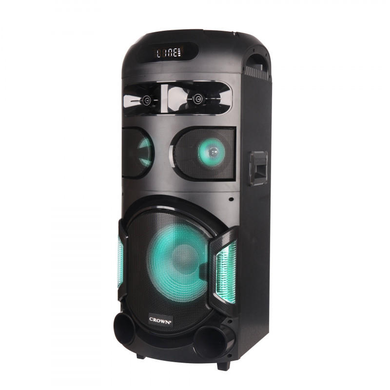 Ηχοσύστημα Crown GTB-602TW, 350W, Οθόνη LCD, Δέκτης, SD, Bluetooth, Φόρτιση τηλεφώνου, Μικρόφωνο, Κιθάρα, Μαύρο