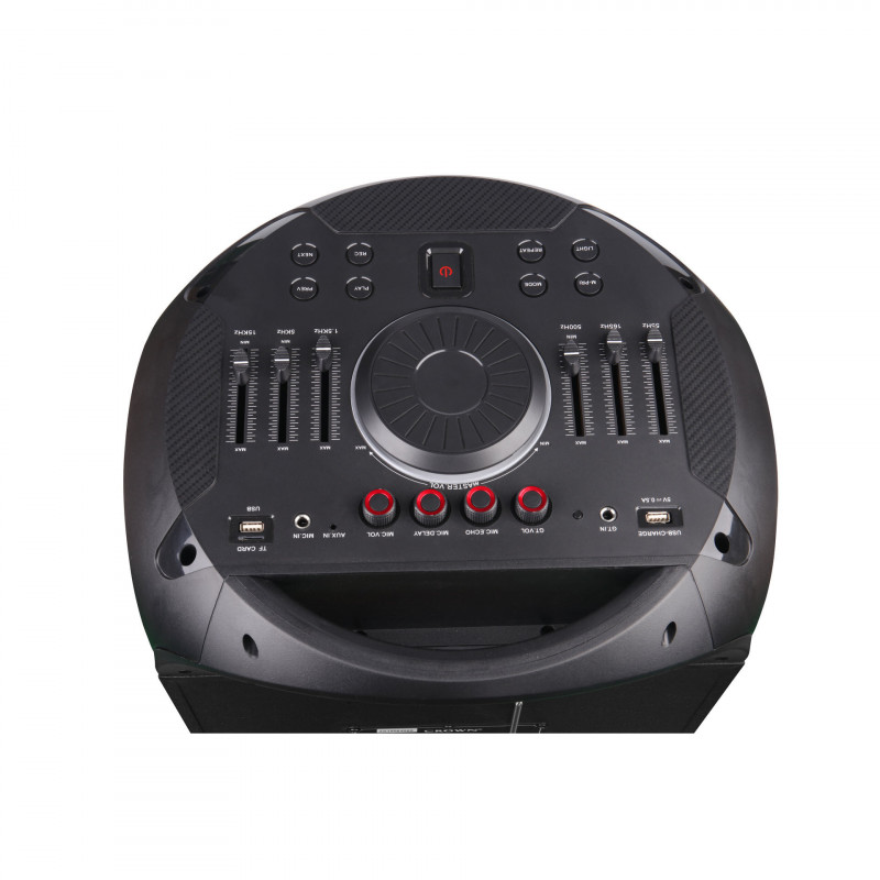 Ηχοσύστημα Crown GTB-602TW, 350W, Οθόνη LCD, Δέκτης, SD, Bluetooth, Φόρτιση τηλεφώνου, Μικρόφωνο, Κιθάρα, Μαύρο