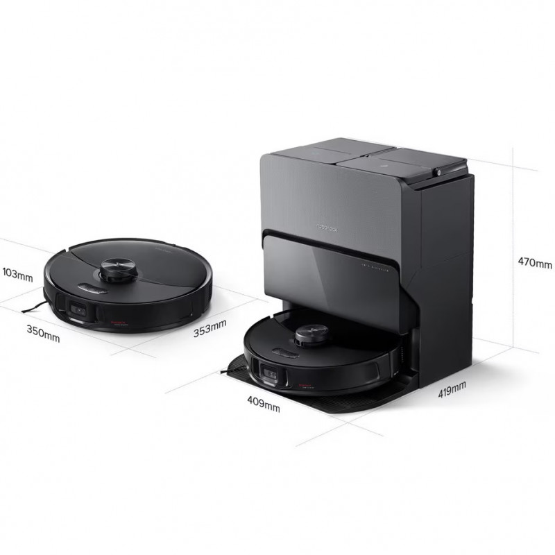 Ρομποτική ηλεκτρική σκούπα Roborock S8 MaxV Ultra S8MVU52-00, 69W, 10000 Pa, Lidar, Wi-Fi, Φωνητικές εντολές, 5200 mAh, 3D χαρτογράφηση, Αυτονομία έως 180 λεπτά, Μαύρο