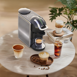 Μηχανή Espresso 8 σε 1 Oliver Voltz OV51171K8R, 1450W, 0,8 l, 5 αντάπτορες, 19 bar, 7 επίπεδα καφέ, Μαύρο/Ασημί