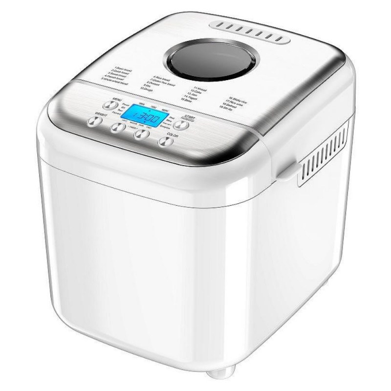 Αρτοπαρασκευαστής Crown CBM-6511, 600W, 1l, 19 προγράμματα, Χρονόμετρο, οθόνη LCD, Μνήμη, Λευκό