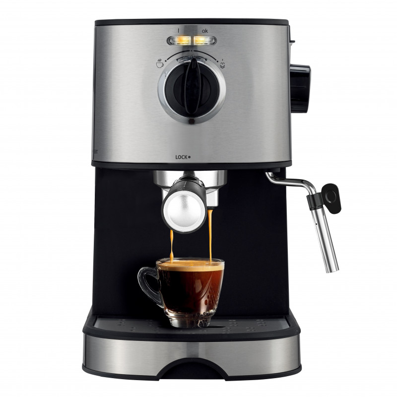 Μηχανή Espresso Voltz V51171D, 20 bar, 850W,2 φίλτρα, Μαύρο / ανοξείδωτο