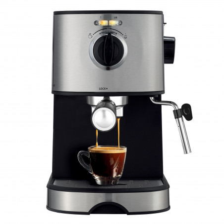 Μηχανή Espresso Voltz V51171D, 20 bar, 850W,2 φίλτρα, Μαύρο / ανοξείδωτο