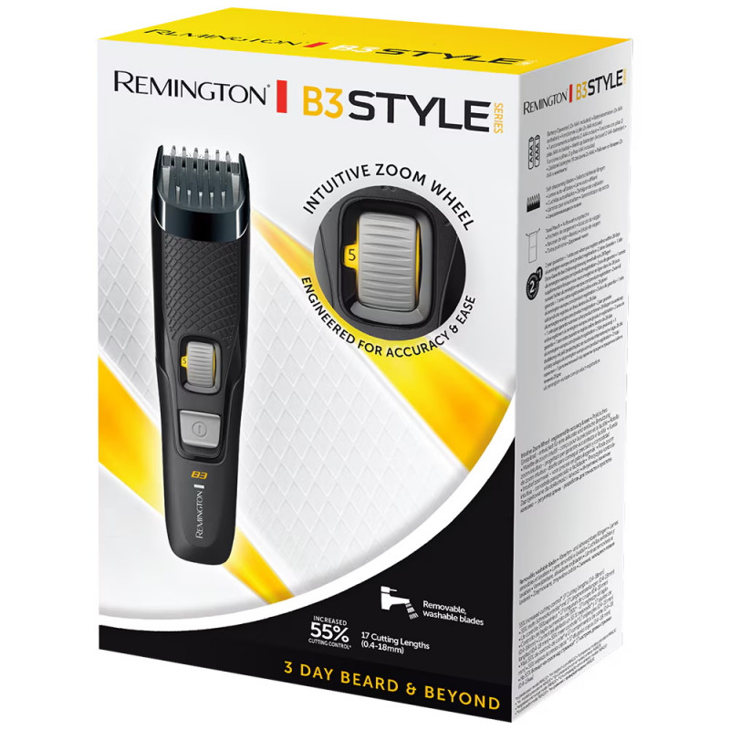 Trimmer για γένια, Remington MB3000 B3 Style Series  17 μήκη, αυτοακονιζόμενες λεπίδες, Μαύρο