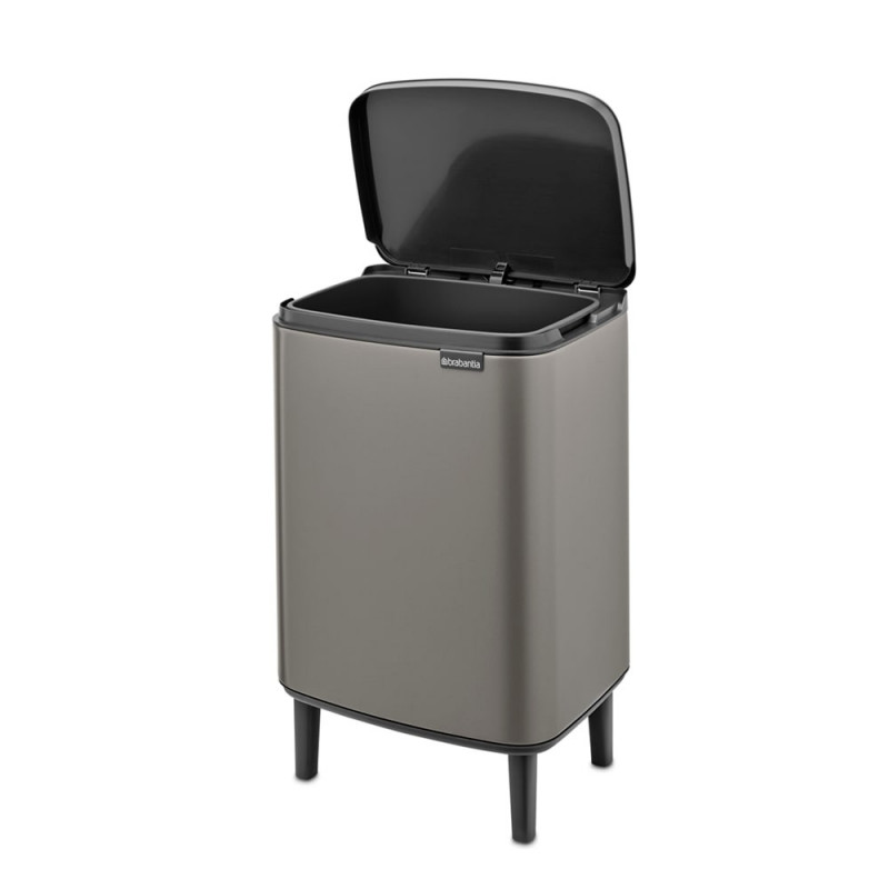 Κάδος απορριμμάτων Brabantia Bo Small Hi 12L, Ομαλό και αθόρυβο άνοιγμα, Αντιολισθητική βάση, Γκρι