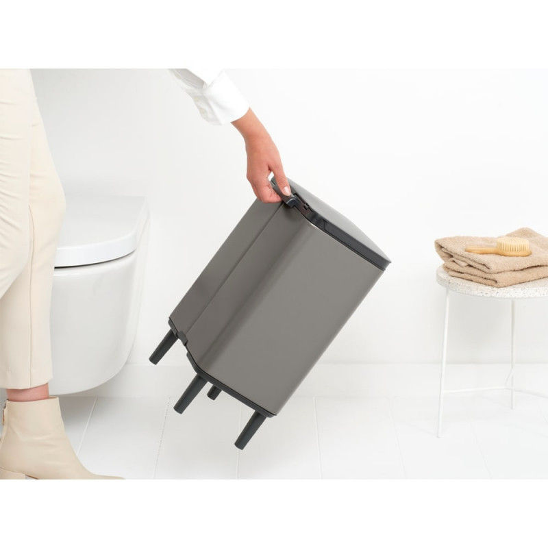 Κάδος απορριμμάτων Brabantia Bo Small Hi 12L, Ομαλό και αθόρυβο άνοιγμα, Αντιολισθητική βάση, Γκρι
