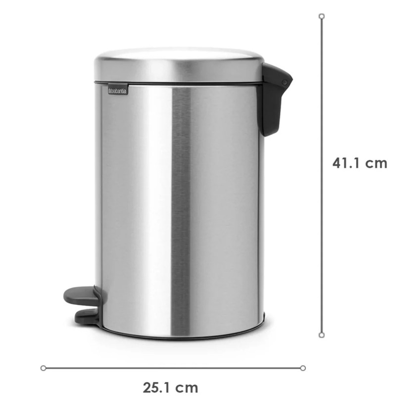 Κάδος Απορριμμάτων Πεντάλ Brabantia NewIcon 12L, Εύκολο κλείσιμο, Αντιολισθητική βάση, Inox/Ματ