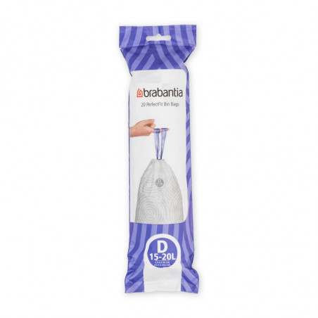 Σακούλες απορριμμάτων Brabantia PerfectFit Sort&Go/Built-In 647036, μέγεθος D, 15-20 l, 20 τεμάχια, λευκό