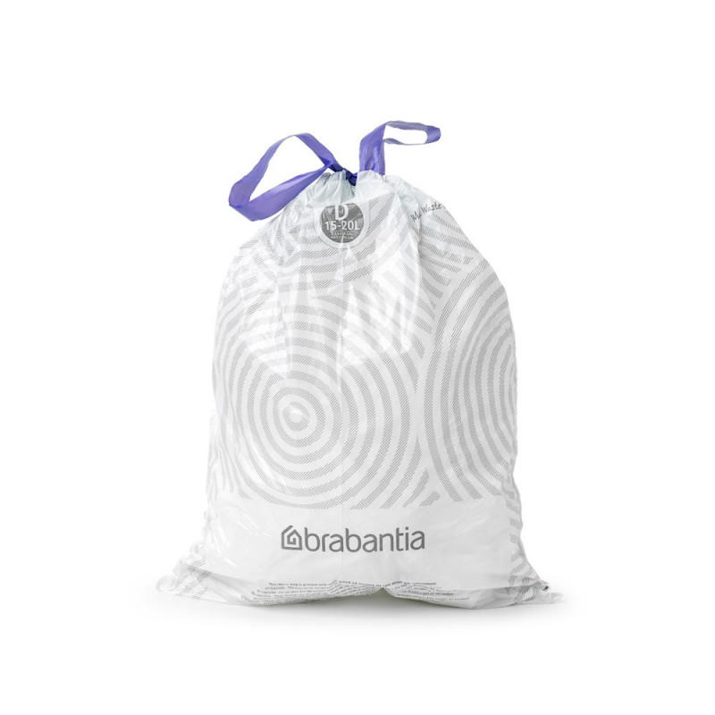 Σακούλες απορριμμάτων Brabantia PerfectFit Sort&Go/Built-In 647036, μέγεθος D, 15-20 l, 20 τεμάχια, λευκό