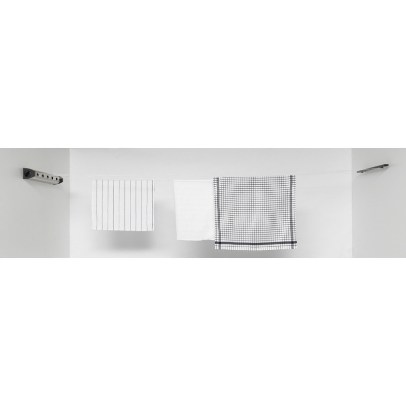 Απλώστρα ρούχων  Brabantia Pull-out 90300176, 22 m, Τοποθέτηση στον τοίχο, Αυτόματο κλείδωμα, Ανθεκτικό στη διάβρωση, Μαύρο/Inox