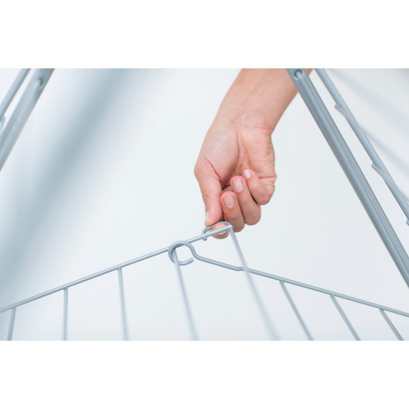Στεγνωτήριο ρούχων Brabantia 90300182, σχήμα Τ, 20 m, ανθεκτικό στη διάβρωση, ρυθμιζόμενα φτερά, ράφι στεγνώματος, λευκό