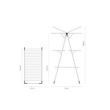 Δωμάτιο Brabantia "tower" 90300183, 23 m, Εύκολα αναδιπλούμενο, Ρυθμιζόμενο, Μεταλλικό γκρι