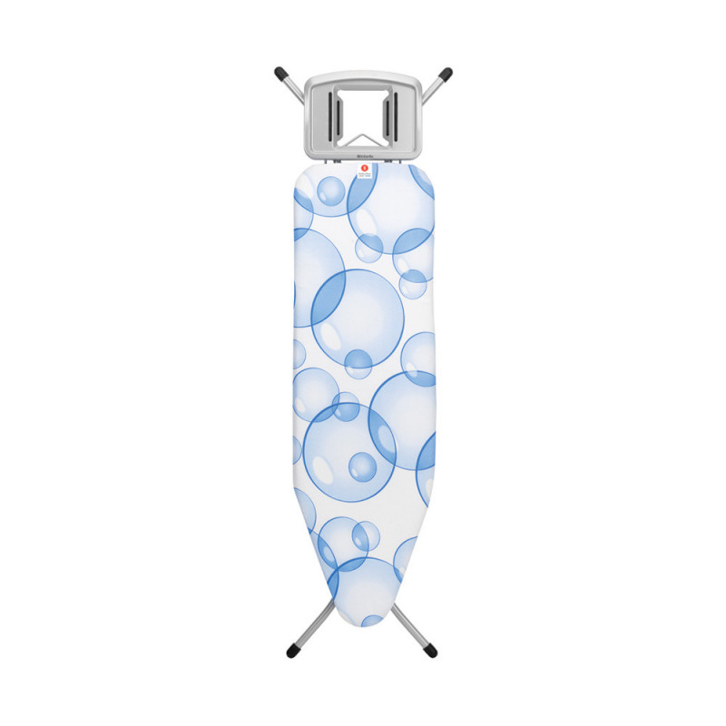 Τραπέζι σιδερώματος Brabantia B 90300113, 124x38 cm, 7 θέσεις ρύθμισης, υποδοχή σίδερου, PerfectFlow, Λευκό/Μπλε