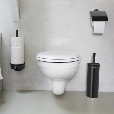 Βούρτσα τουαλέτας Brabantia Profile 90300317, 43 cm, Πλήρως επικαλυμμένη βούρτσα, Επιτοίχια τοποθέτηση, Μαύρο