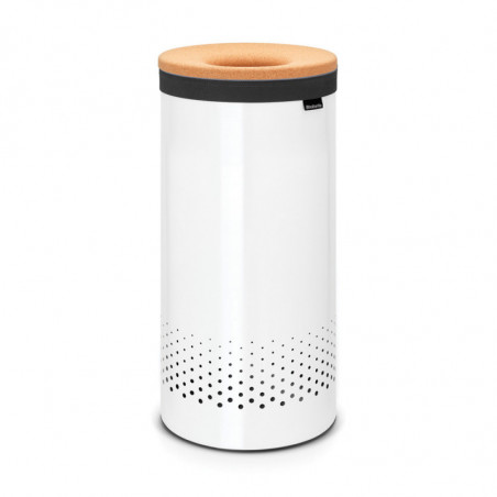 Καλάθι πλυντηρίου της Brabantia 90300239, 35 l, Καπάκι από φελλό, Πλήρωση χωρίς άνοιγμα, οπές εξαερισμού, Λευκό