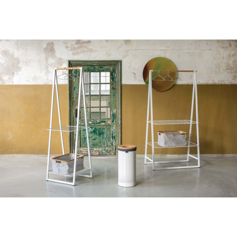 Καλάθι πλυντηρίου της Brabantia 90300239, 35 l, Καπάκι από φελλό, Πλήρωση χωρίς άνοιγμα, οπές εξαερισμού, Λευκό