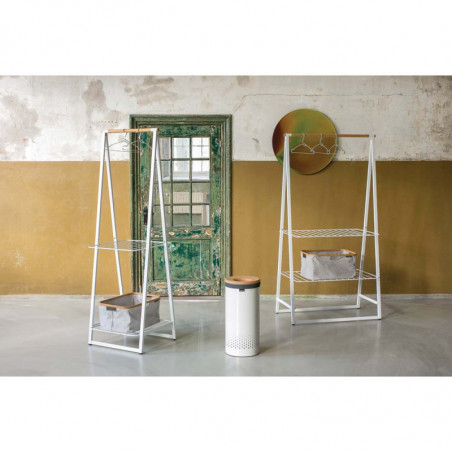 Καλάθι πλυντηρίου της Brabantia 90300239, 35 l, Καπάκι από φελλό, Πλήρωση χωρίς άνοιγμα, οπές εξαερισμού, Λευκό