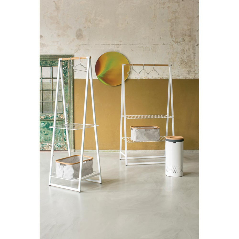 Καλάθι πλυντηρίου της Brabantia 90300239, 35 l, Καπάκι από φελλό, Πλήρωση χωρίς άνοιγμα, οπές εξαερισμού, Λευκό