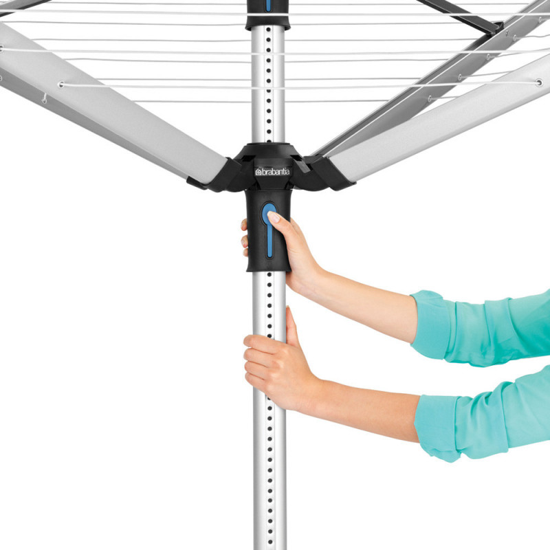 Εξωτερική απλώστρα Brabantia Lift-O-Matic Advance 90300253, 50 μ., Ρυθμιζόμενο ύψος, Βάση για στερέωση στο τσιμέντο, Θήκη, Τσάντα με μανταλάκια, Ανθεκτική στη διάβρωση, Ανοξείδωτο