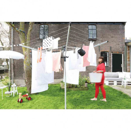 Εξωτερική απλώστρα Brabantia Lift-O-Matic Advance 90300253, 50 μ., Ρυθμιζόμενο ύψος, Βάση για στερέωση στο τσιμέντο, Θήκη, Τσάντα με μανταλάκια, Ανθεκτική στη διάβρωση, Ανοξείδωτο