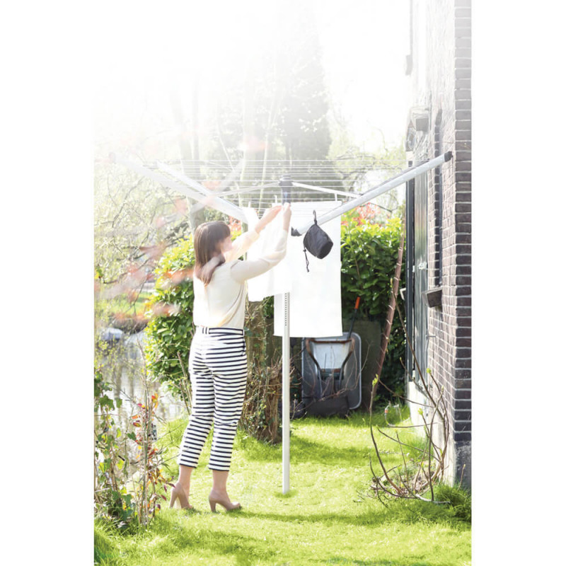 Brabantia Lift-O-Matic Advance Εξωτερικός χώρος 90300254, 50 m, Ρυθμιζόμενο ύψος, Μεταλλική ακίδα εκσκαφής, Θήκη, Τσάντα με κλιπς, Ανθεκτικό στη διάβρωση, Inox