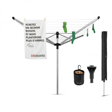 Brabantia Lift-O-Matic Advance για εξωτερικούς χώρους 90300255, 60 m, Ρυθμιζόμενο ύψος, Αγκύρωση σκυροδέματος, Θήκη, Τσάντα με κλιπς, Ανθεκτικό στη διάβρωση, Inox